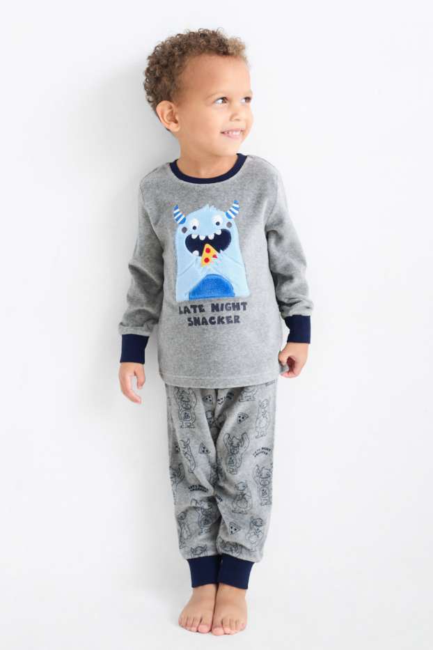 Copii - Băieți - Monstru - pijama de iarnă - 2 piese - gri