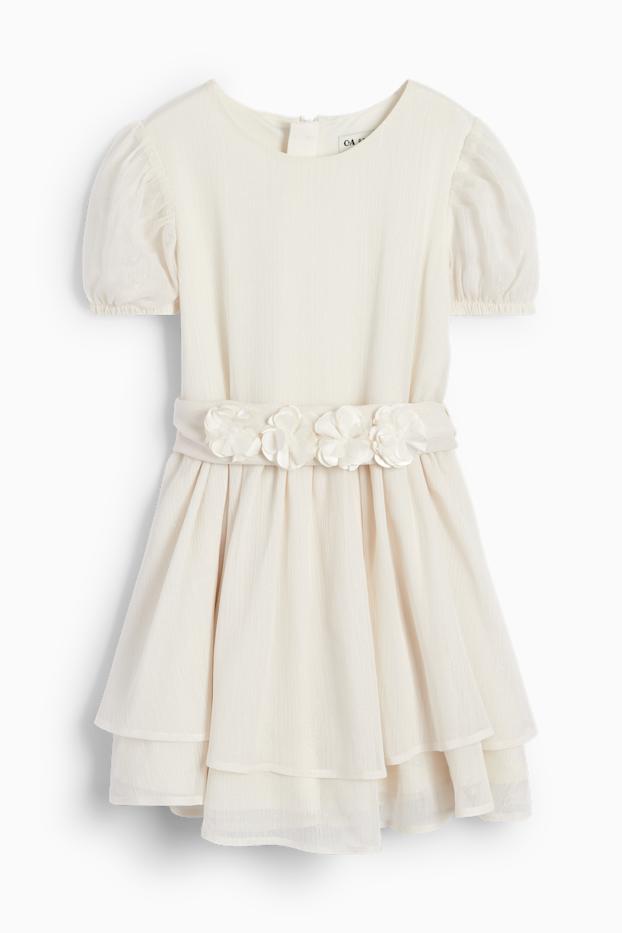 Nena - Flors - vestit - brillant - texturat - beix clar