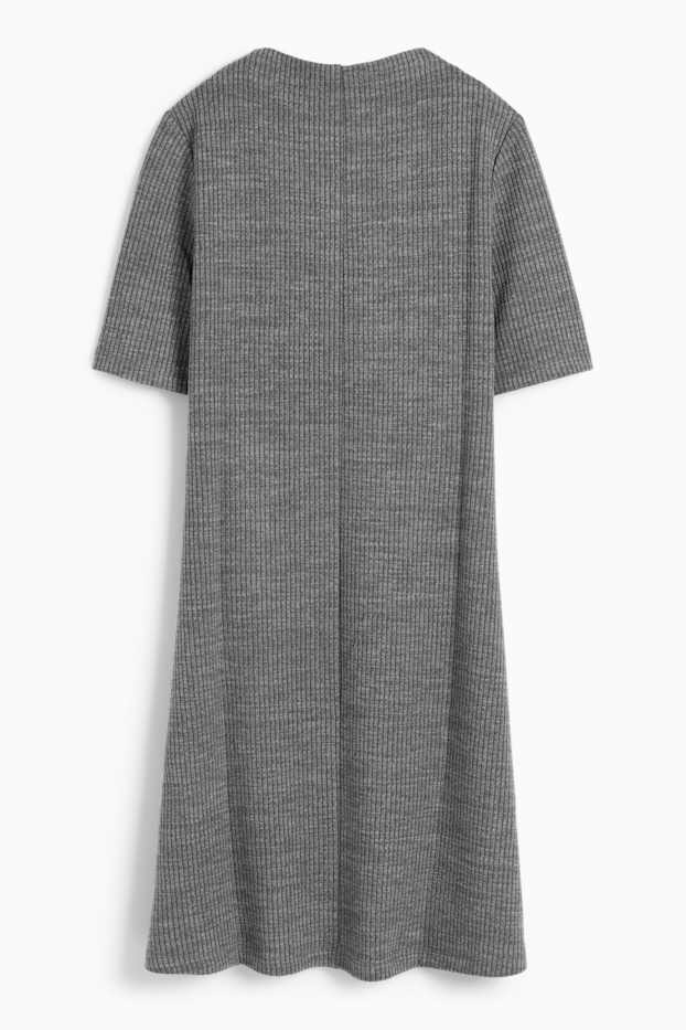 Dona - Vestit de punt de mitja - acanalat - gris fosc