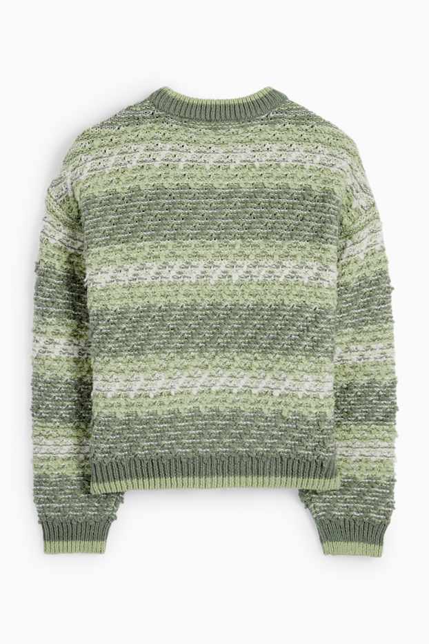 Damen - Pullover - strukturiert - gestreift - grün