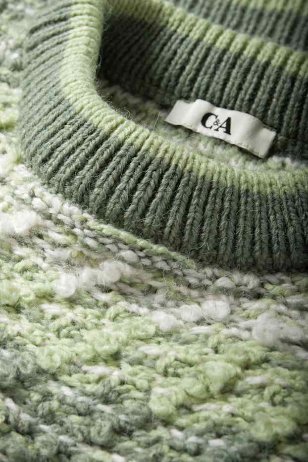 Damen - Pullover - strukturiert - gestreift - grün