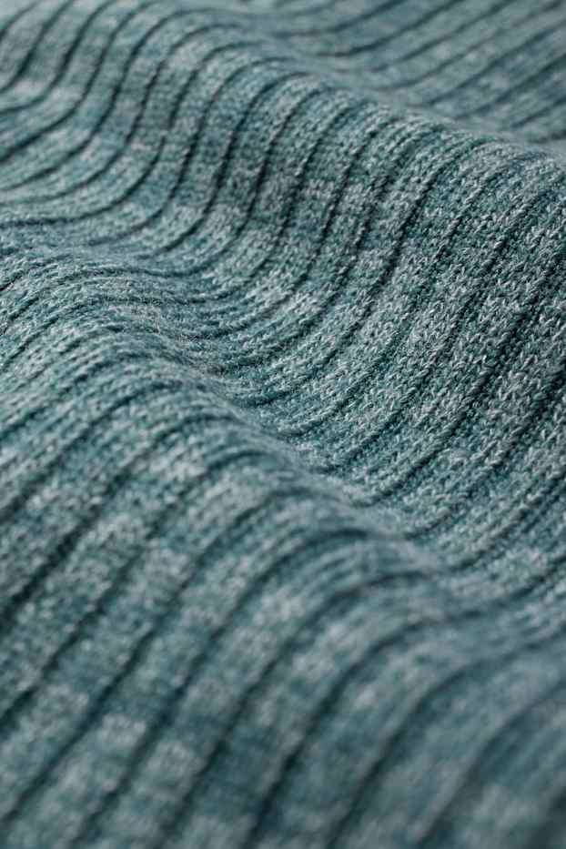 Femmes - Robe de maille - côtelée - turquoise