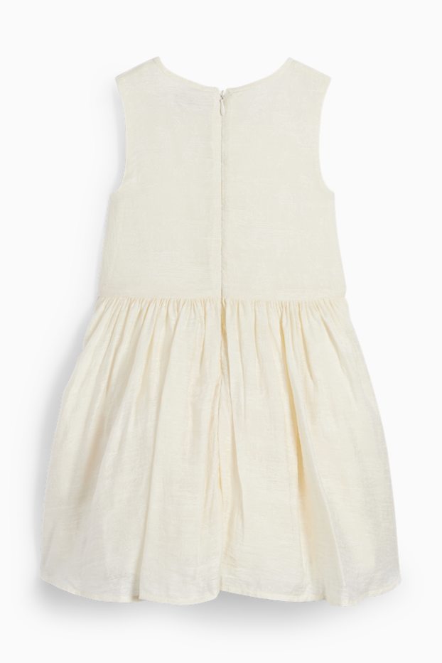 Enfants filles - Fleurs - robe - texturée - blanc crème