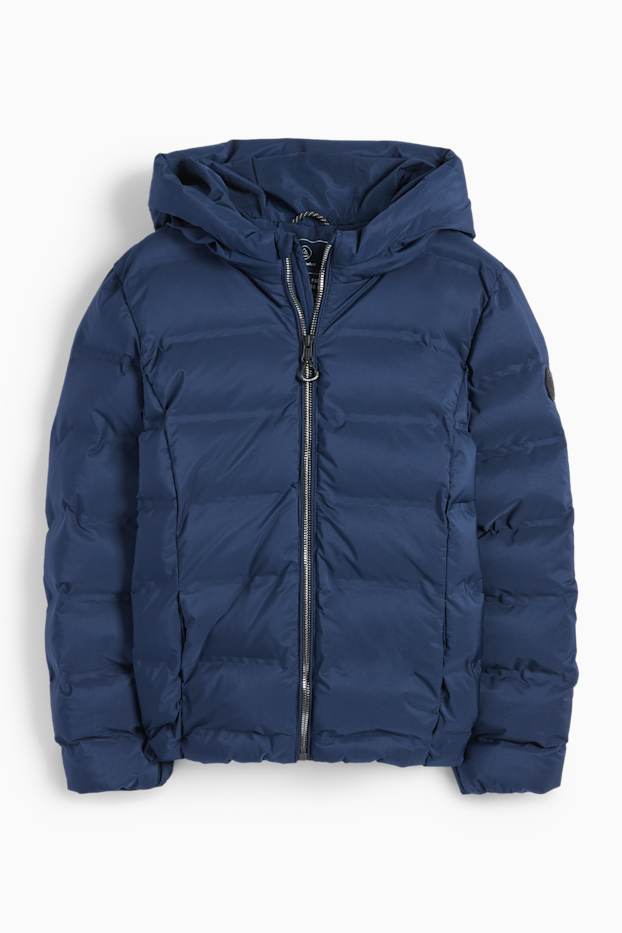 Children Girls - Quilted jacket with hood - water-repellent - dark blue