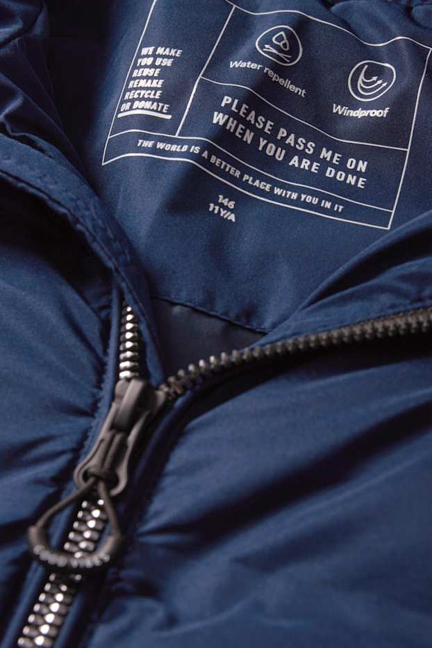 Children Girls - Quilted jacket with hood - water-repellent - dark blue