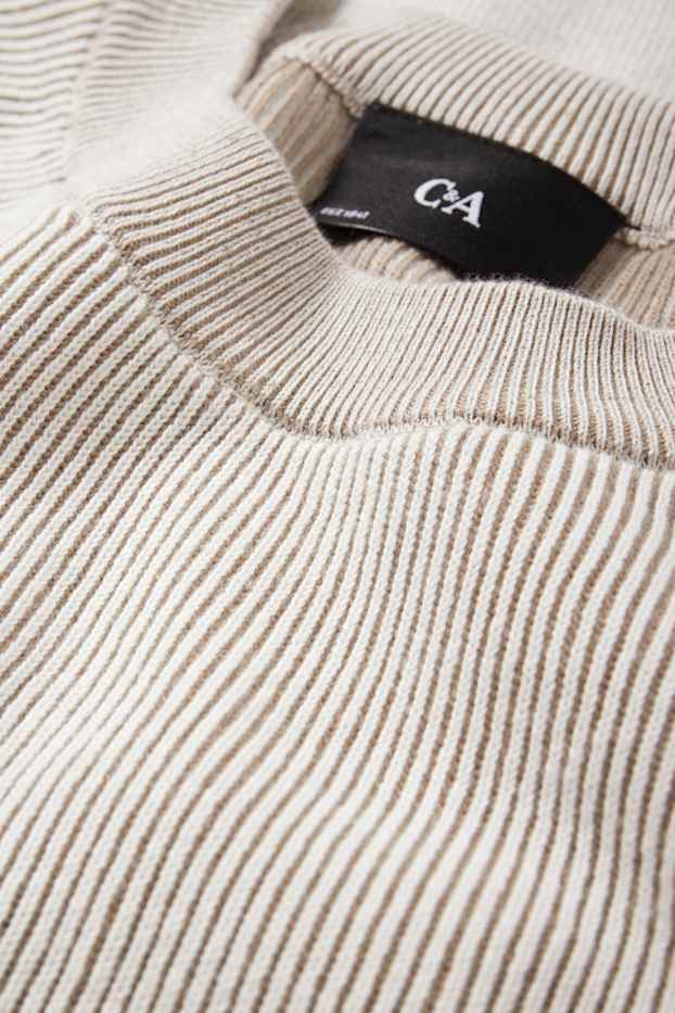 Herren - Pullover - gerippt - hellbeige