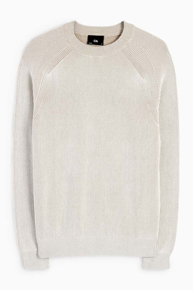 Herren - Pullover - gerippt - hellbeige