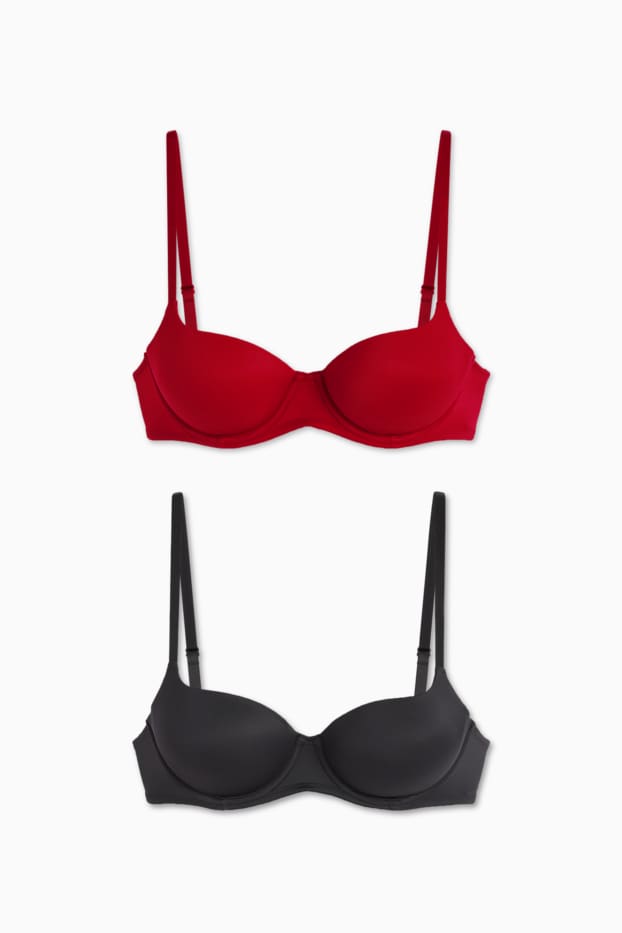 Mujer - Pack de 2 - sujetadores con aros - FULL COVERAGE - rojo / negro