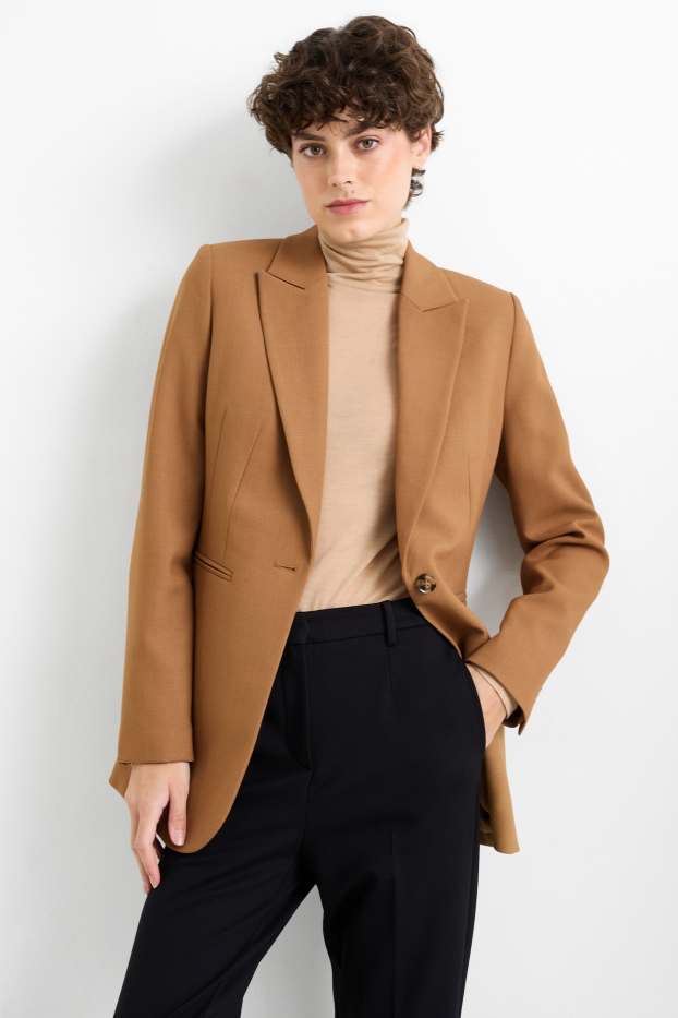 Femmes - Blazer long - cintré - marron clair