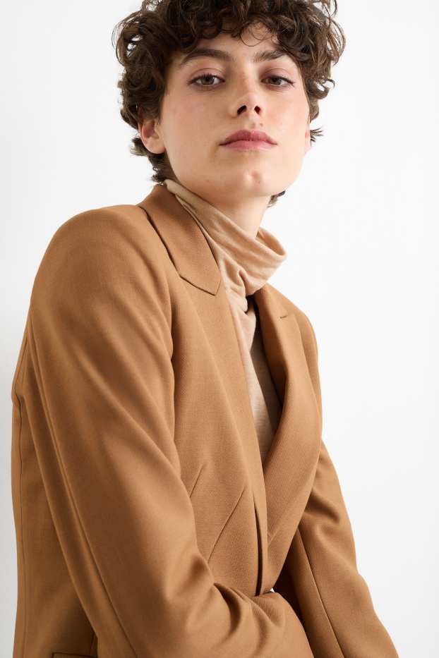 Femmes - Blazer long - cintré - marron clair