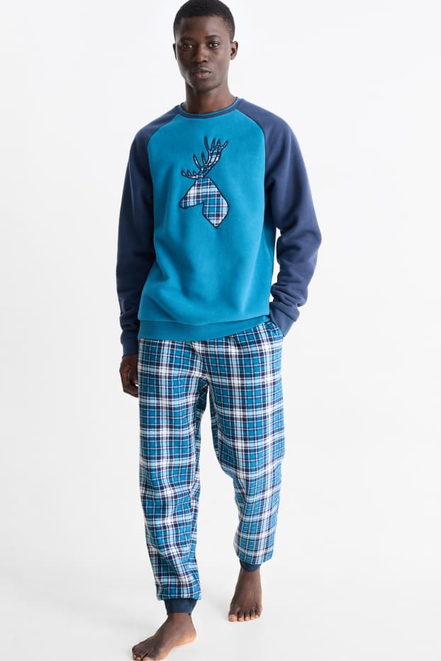Uomo - Pigiama in pile - blu scuro