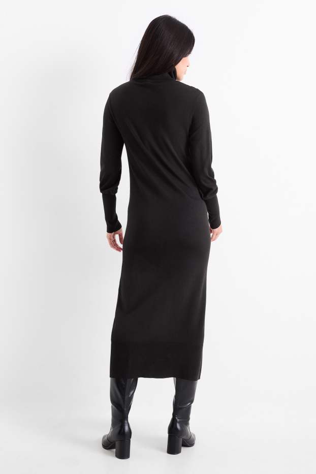 Dames - Gebreide jurk - zwart