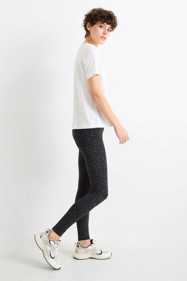 Damen - Basic-Leggings - gemustert - schwarz