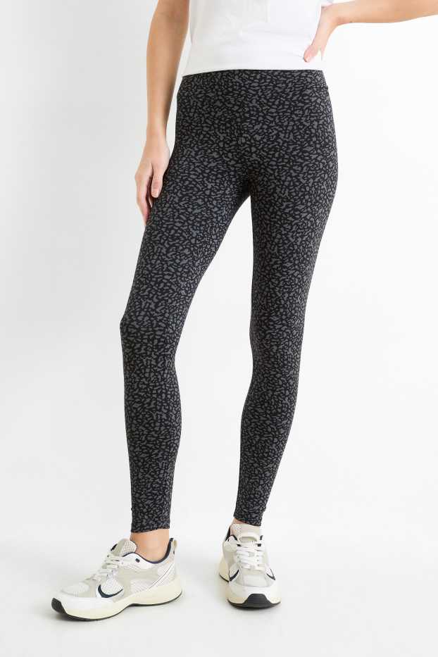 Damen - Basic-Leggings - gemustert - schwarz