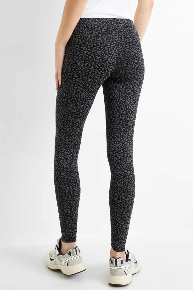Damen - Basic-Leggings - gemustert - schwarz