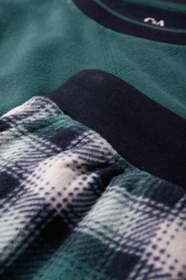 Home - Pijama de teixit polar - verd fosc