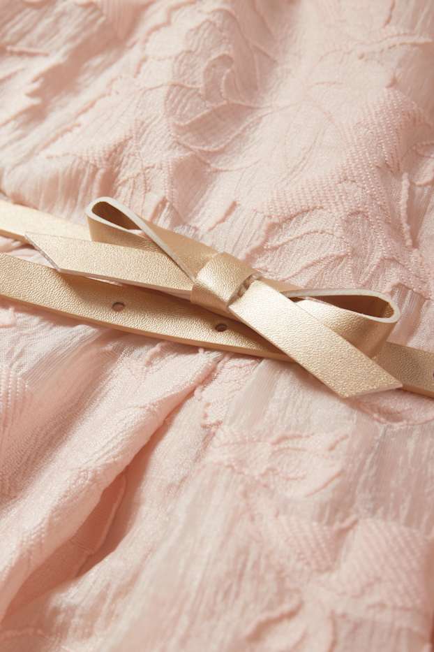 Enfants filles - Robe à ceinture - à fleurs - rose