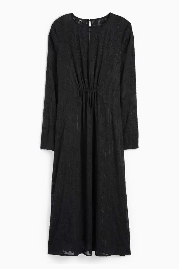 Women - Chiffon dress - floral - black