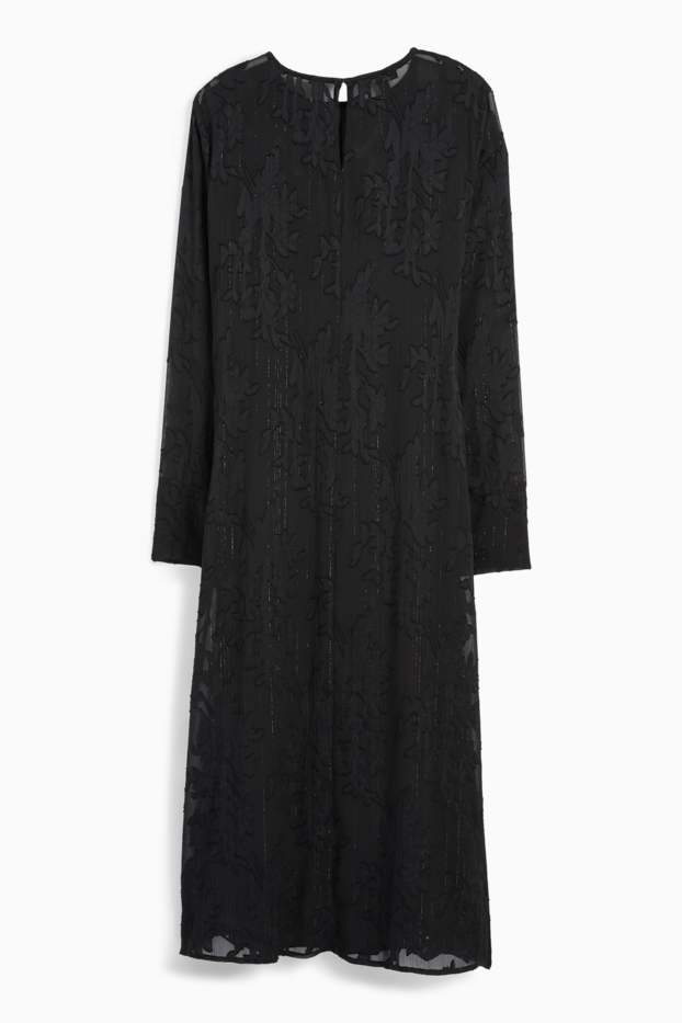 Women - Chiffon dress - floral - black