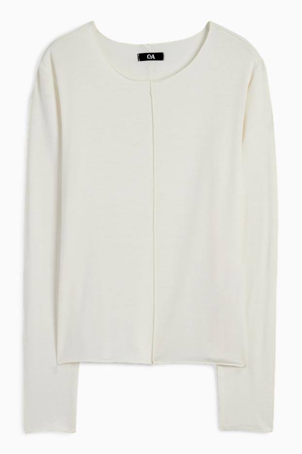 Damen - Langarmshirt - cremeweiß