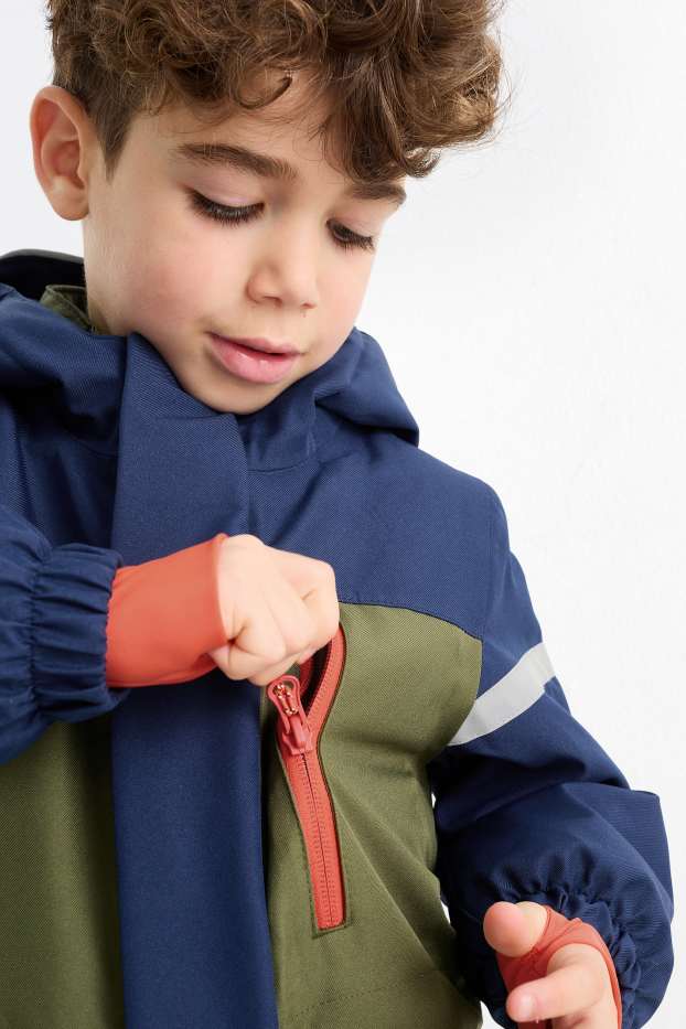 Kinder Jungen - Skianzug mit Kapuze - wasserdicht - dunkelblau