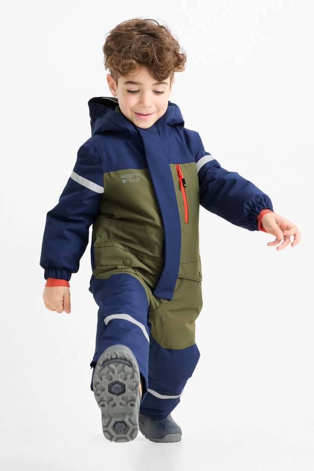 Kinder Jungen - Skianzug mit Kapuze - wasserdicht - dunkelblau