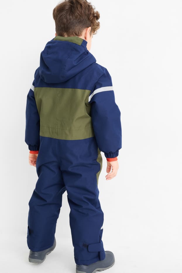 Kinder Jungen - Skianzug mit Kapuze - wasserdicht - dunkelblau