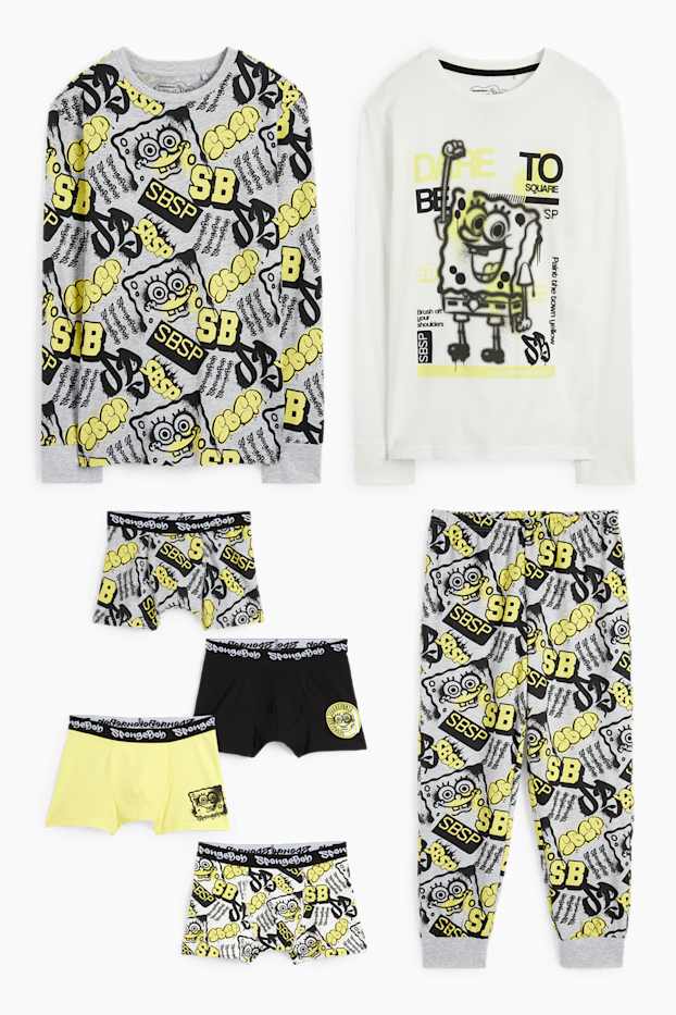 Copii - Băieți - SpongeBob Pantaloni Pătrați - set - pijama și 4 boxeri - alb-crem