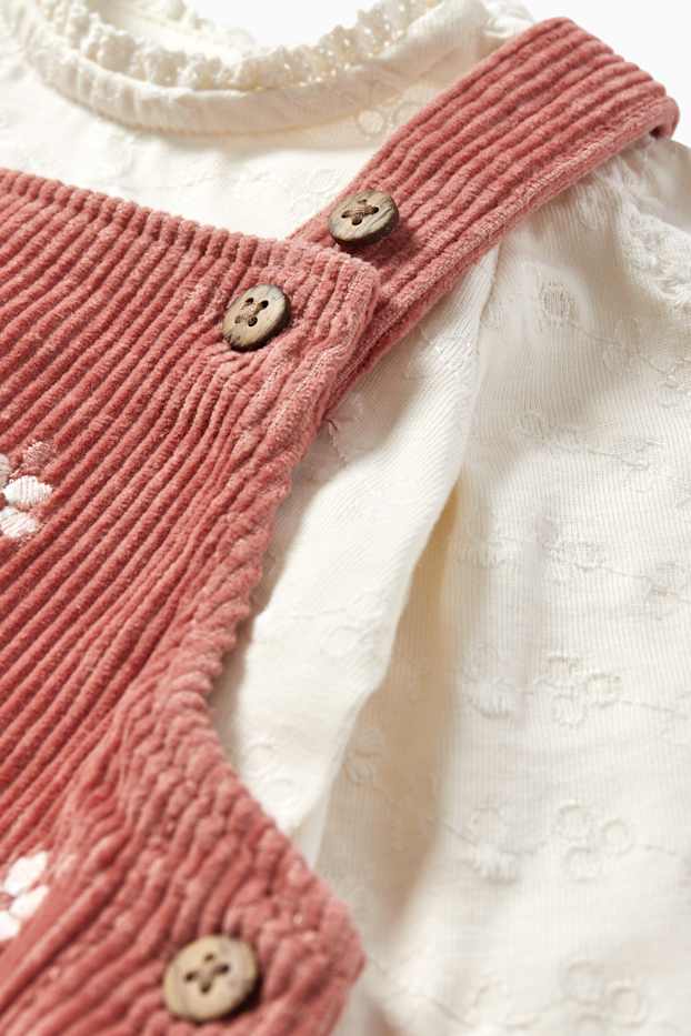 Bébés filles - Petites fleurs - ensemble bébé - 2 pièces - rose foncé