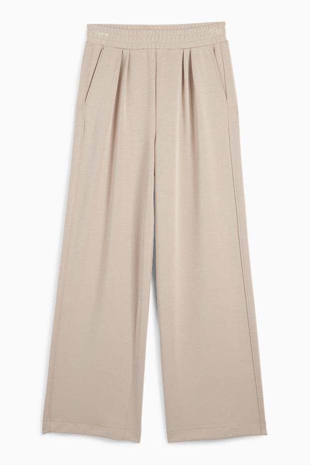 Femei - Pantaloni din jerseu - talie medie - straight fit - taupe