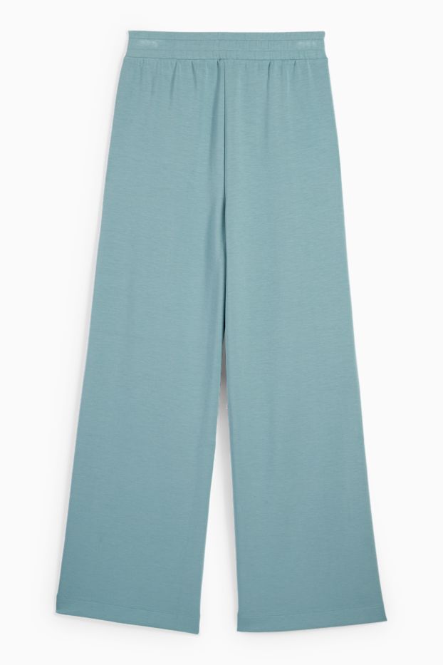 Dames - Broek van jersey - mid waist - straight fit - turquoise