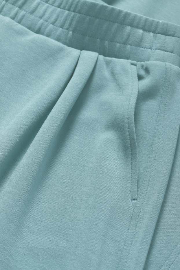 Dames - Broek van jersey - mid waist - straight fit - turquoise