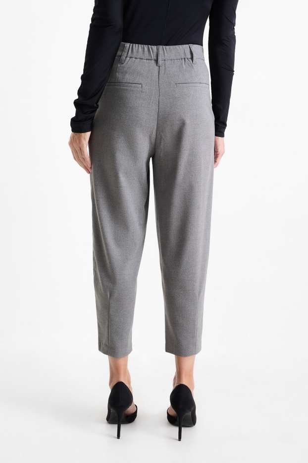 Donna - Pantaloni - vita alta - tapered fit - grigio