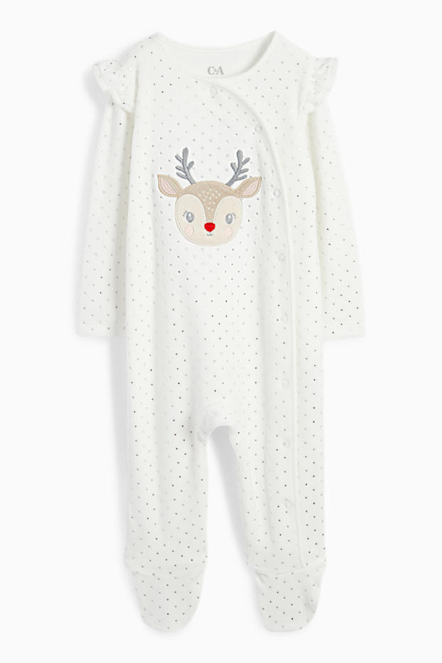 Baby: meisjes - Rendier - babypyjama voor kerst - wit