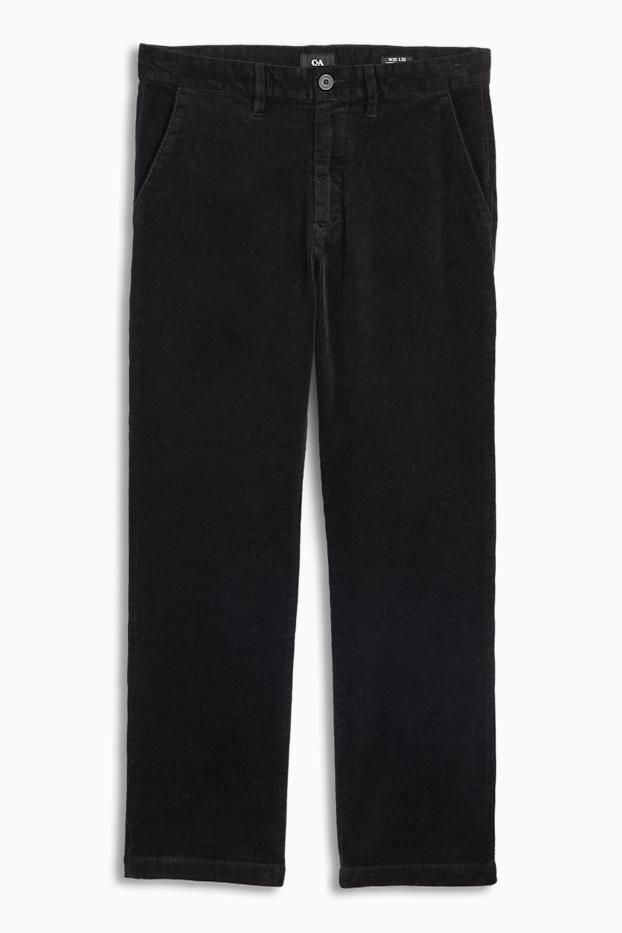 Bărbați - Pantaloni din catifea reiată - regular fit - negru