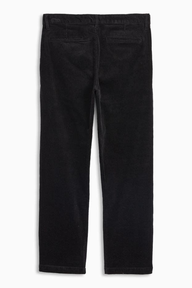 Bărbați - Pantaloni din catifea reiată - regular fit - negru