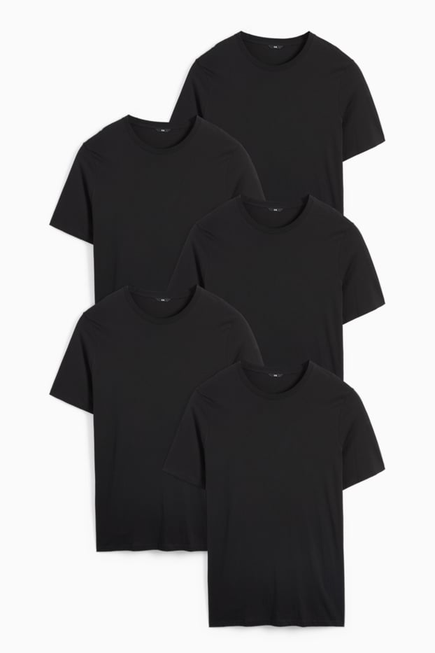 Herren - Multipack 5er - T-Shirt - schwarz