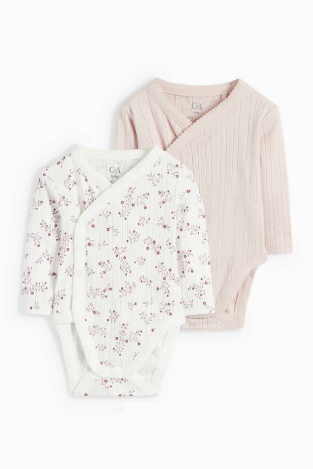 Baby Mädchen - Multipack 2er - Blümchen - Baby-Wickelbody - rosa