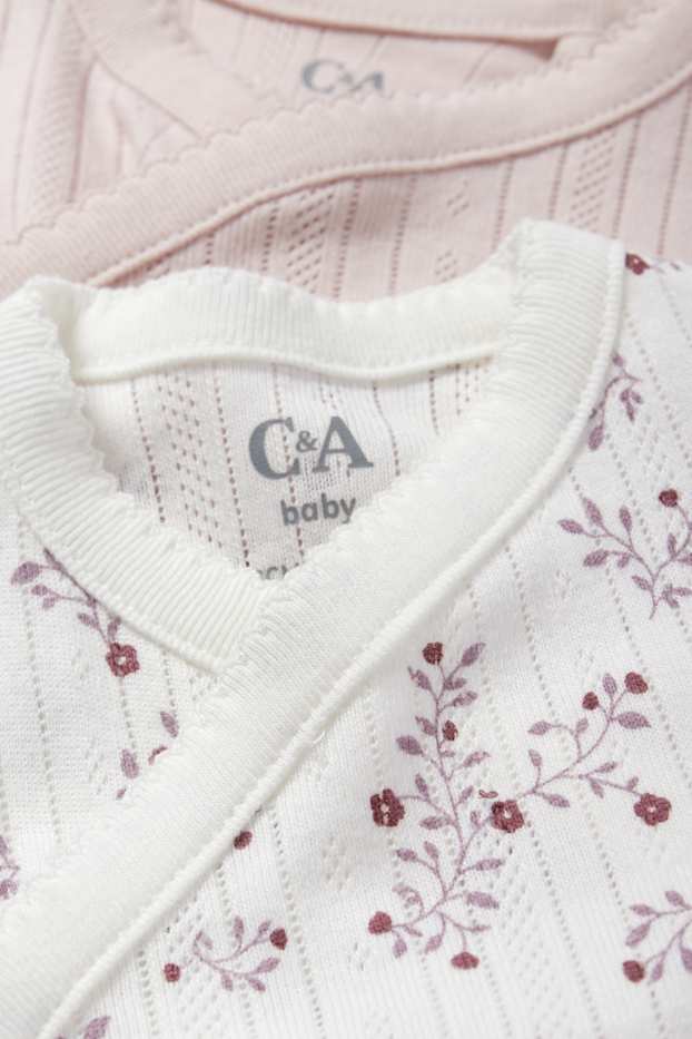Baby Mädchen - Multipack 2er - Blümchen - Baby-Wickelbody - rosa