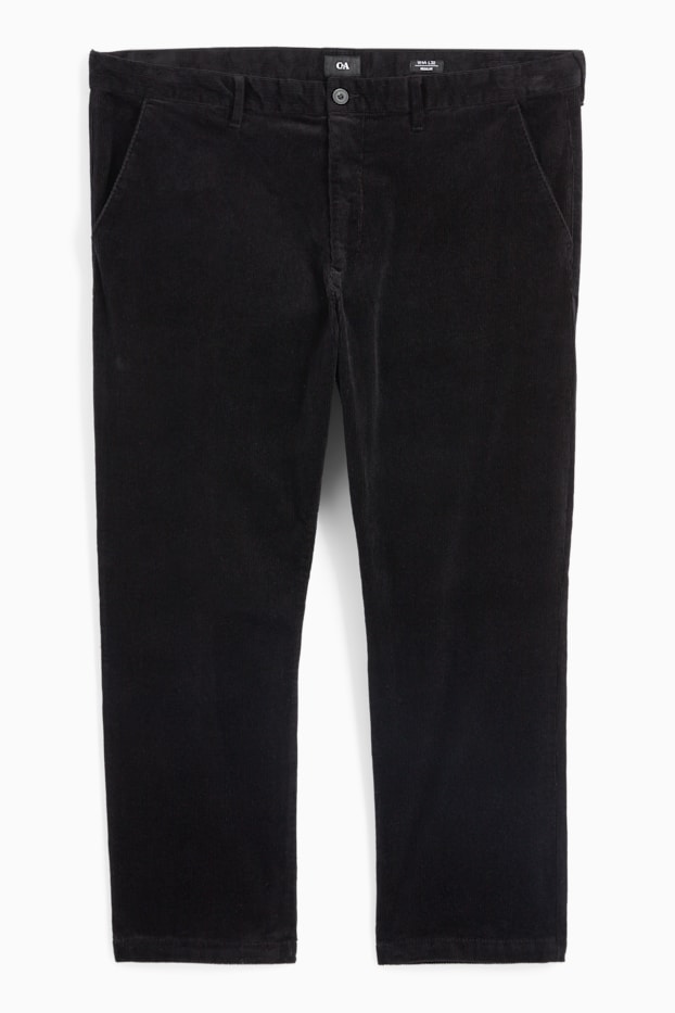 Pánské - Manšestrové kalhoty - regular fit - černá