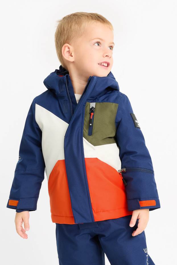 Děti - chlapci - Lyžařská bunda s kapucí - vodotěsná - tmavomodrá