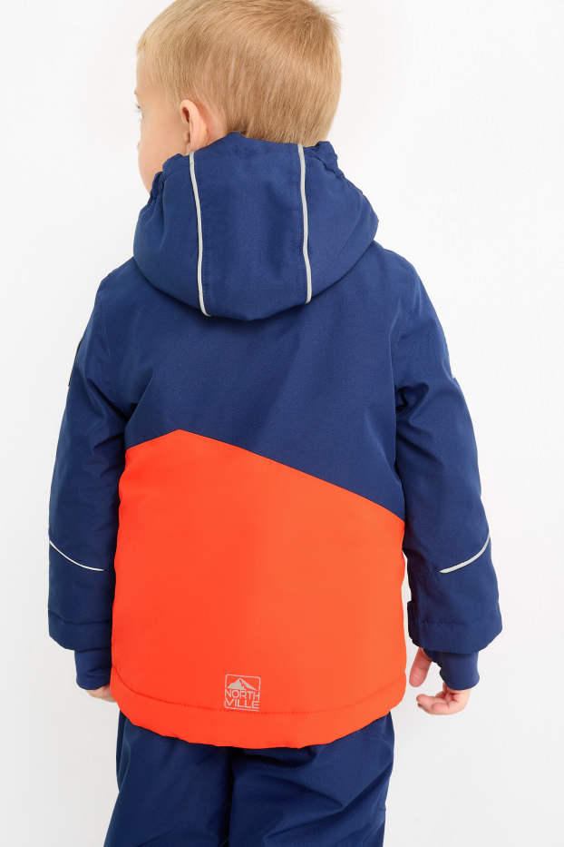 Děti - chlapci - Lyžařská bunda s kapucí - vodotěsná - tmavomodrá