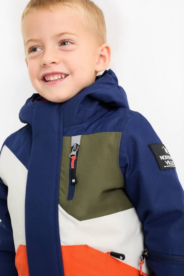 Děti - chlapci - Lyžařská bunda s kapucí - vodotěsná - tmavomodrá