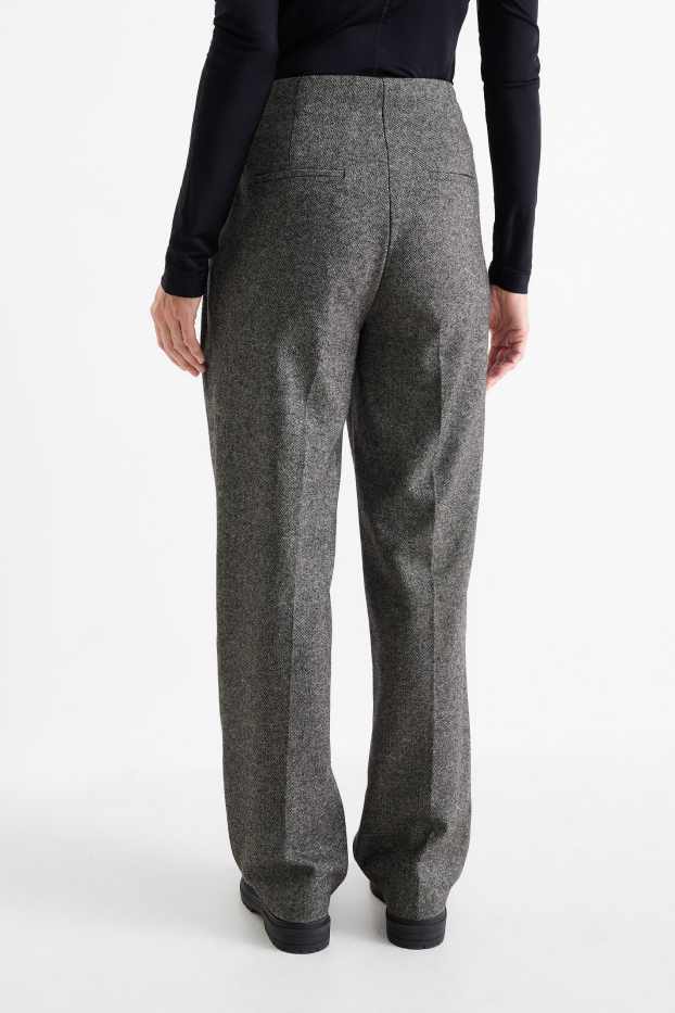 Damen - Business-Hose - High Waist - Straight Fit - Woll-Mix - dunkelgrau