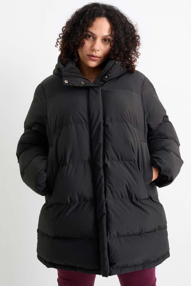 Donna - Giacca trapuntata con cappuccio - idrorepellente - nero