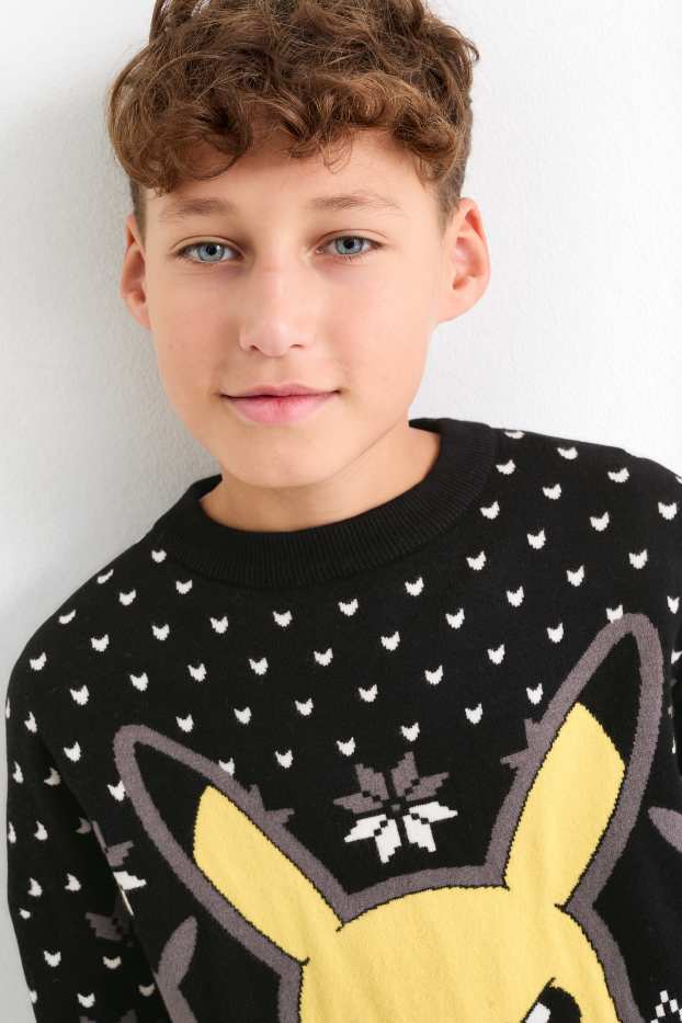 Bambini - Pokémon - maglione natalizio - nero