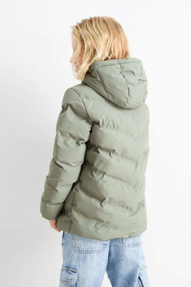 Kinder Jungen - Steppjacke mit Kapuze - wasserabweisend - hellgrün