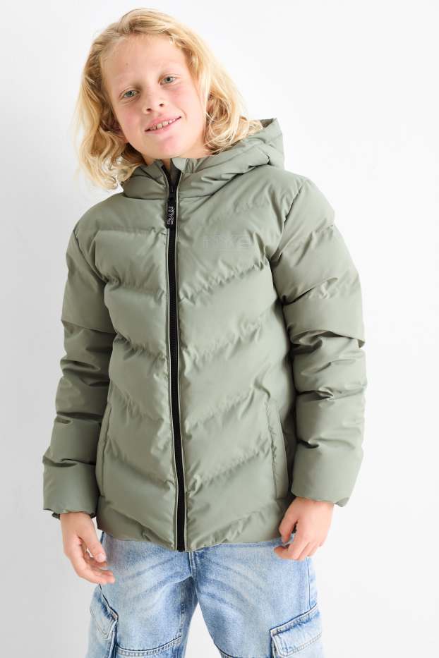 Kinder Jungen - Steppjacke mit Kapuze - wasserabweisend - hellgrün