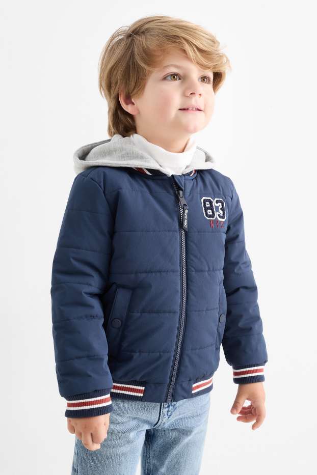 Bambini - Giacca trapuntata con cappuccio - blu scuro