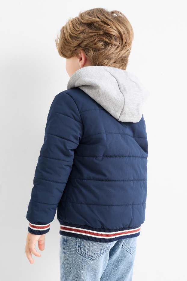 Bambini - Giacca trapuntata con cappuccio - blu scuro
